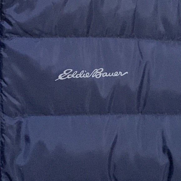 EUC Eddie Bauer Mens XXL Down Puffer Jacket Navy Blue EB650 - Picture 3 of 9